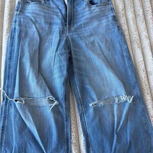American Eagle Outfitters Light Blue Distressed Flare Jeans